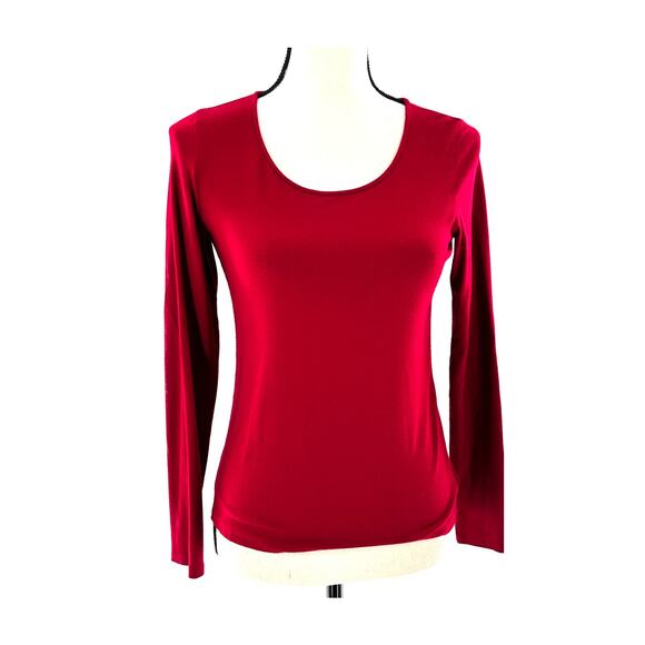 Eileen Fisher Jersey Stretch Top XS Red Tee Shirt Blouse Capsule Minimalist - Picture 1 of 6